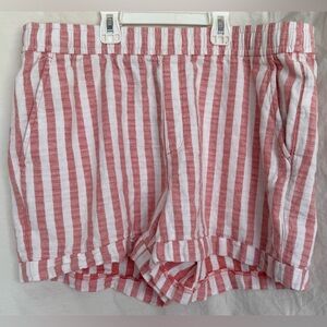 Old Navy Red and White Striped High Waist Shorts